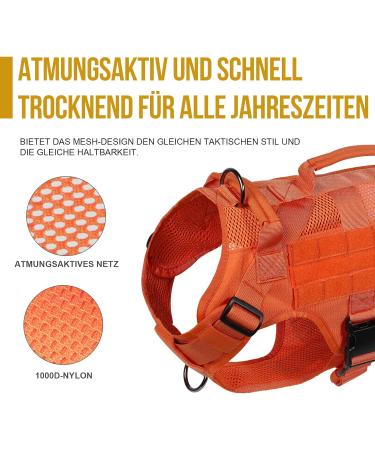 Oneigris No-Pull Dog Harness - Adjustable Ultra-Breathable Mesh Vest for Large/Medium Dogs | Safety Harness with 2 Handles | Orange (Neck: 36-51cm Breast: 51-69cm) - Buy Online on GoSupps.com