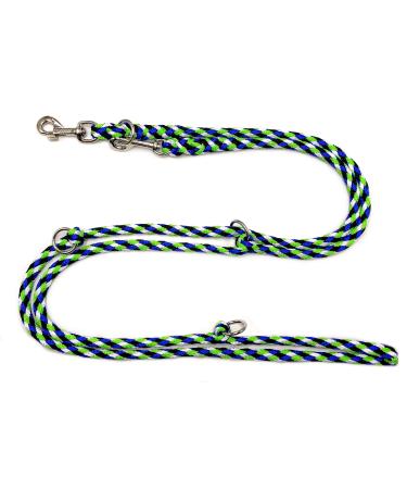 Dogeline Double leash Practice line for medium dogs up to 45 kg over 39 colors very stable (3.50 m seattle) 3.50 m black and blue-green-white