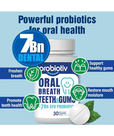 Oral Probiotics for Mouth Bad Breath 7 Billion CFU - Chewable Dental Probiotics for Teeth & Gums Fresh Breath Freshener Supports Oral Microbiome & Healthy Mouth 30 Count (Pack of 1) - Buy Online on GoSupps.com