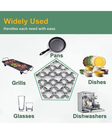 ifeel Cast Iron Cleaner - Premium 316L Stainless Steel Chainmail Scrubber (2 Pairs) - Size 3-4x4 - Buy Online on GoSupps.com