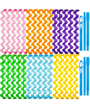 30 pieces of curls for long hair curly curler curly curly lure kit no heat hair curly winder heat -free spiral curly curler waves waves with 2 pieces styling hooks (50 cm)