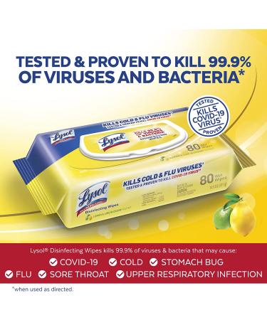 Lysol Disinfecting Wipes 80 Count, Lemon Lime Blossom Scent, 17.7 Oz - Pack of 6 - Buy Online on GoSupps.com