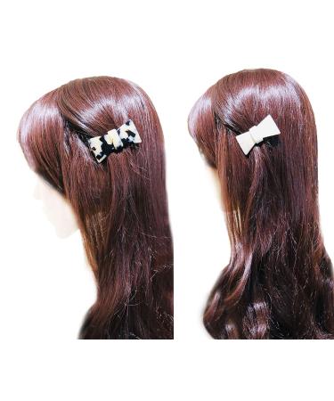 French Amie Classy Bow Cream Ivory & White Tokyo Handmade Celluloid Acetate Hair Clip Barrettes - Set of 2 - Buy Online on GoSupps.com