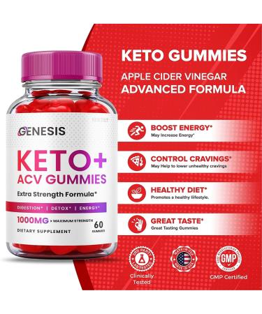 Genesis Keto ACV Gummies - Advanced Weight Loss Formula with Apple Cider Vinegar (60 Gummies) - Buy Online on GoSupps.com