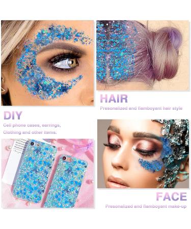 Buy 2 Pieces Mermaid Sequin Body Glitter Gel - Chunky Sparkling Makeup for Festivals & Birthdays | Includes Brushes - Blue - Buy Online on GoSupps.com
