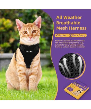 Adjustable Cat Harness and Leash Set for Outdoor Walking Soft Breathable Mesh Cat Harness with Reflective Strips Escape Proof Safe Cat Vest Harness Black (S) - Buy Online on GoSupps.com