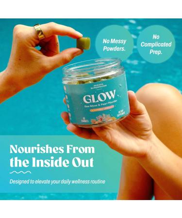 Akasha Superfoods Sea Moss Glow Gummies, Hair, Skin & Nails Vitamins with Seamoss, Pearl Powder, Vitamin E, Aloe Vera, Liposomal Vitamin C, and Irish Sea Moss, Gummies for Women & Men, 60 Count - Buy Online on GoSupps.com