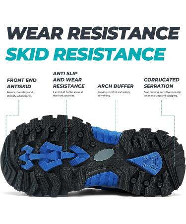 Boys No-Tie Slip On Hiking Shoes - Size 1.5 Little Kid Blue/Black 8129 - Buy Online on GoSupps.com
