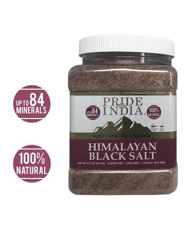 Pride Of India Himalayan Black Rock Salt - Fine Grind 2.2lb (1 Kg) - Kala Namak with 84+ Minerals for Cooking, Tofu Scrambles, Kitchen, Restaurant, Bathing - Natural and Pure - Buy Online on GoSupps.com