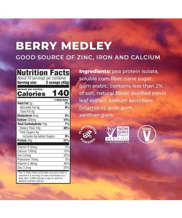 Evolve Berry Medley Plant Based Protein Powder - 20g Vegan Protein, Dairy Free, Non-GMO - 1 Pound (Packaging May Vary) - Buy Online on GoSupps.com