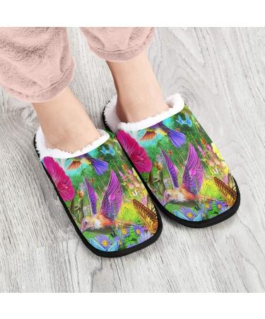 Mnsruu Hummingbird Flower Blossom Slippers for Men & Women | Multicolor Festival & Spa Home Slippers (UK 8-11) - Buy Online on GoSupps.com