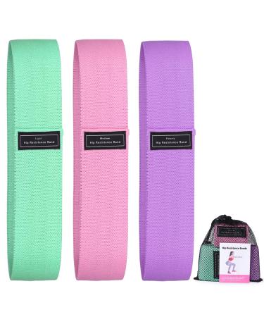 TIENO 3 Sets Resistance Bands 3 Resistance Grades Hip Exercise Bands for HIPS and Glutes Fabric Non Slip Workout Booty Bands for Women and Men Best Choice for Home Fitness Yoga Pilates Pink Purple and Grey