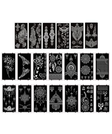 Xmasir 20 Sheets Henna Tattoo Stencil Kit - Temporary Tattoo Templates for Face and Body Art - Buy Online on GoSupps.com