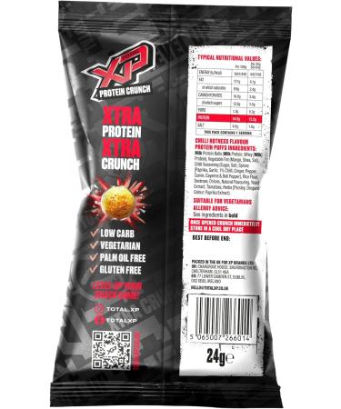 TOTAL XP Protein Crunch - Chilli Hotness 12 Pack: High Protein Snacks, Vegetarian, Low Carb, Keto Friendly, Gluten Free, Palm Oil Free - 13g Protein per Serving (12 x 24g) - Buy Online on GoSupps.com