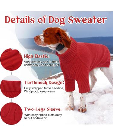 Iecoii Dog Sweater - Warm Turtleneck Winter Clothing for Small Medium & Large Dogs | Red Sweater for Chihuahua French Bulldog & Labrador - Buy Online on GoSupps.com