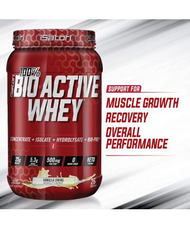 iSatori Bio-Active Whey Protein Powder - Vanilla Swirl (30 Servings) & iSatori Classic Blender Bottle (Clear Bottle with Red Top) - Buy Online on GoSupps.com