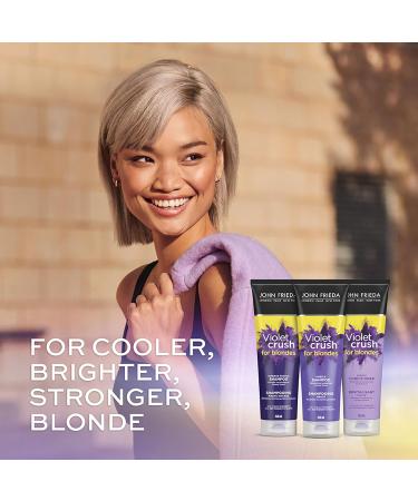 John Frieda Violet Crush Intense Brass Fighting Duo Intense Purple Shampoo + Conditioner Set with crushed violet pigments | Hair Toner for Brass in natural colour-treated and platinum blonde hair - Buy Online on GoSupps.com
