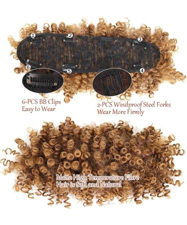Hair Bun Hairpiece for Women Puff Afro Curly Hairpieces Mohawk Ponytails for Women Synthetic Kinky Curly Hair Bun Ponytail Extension with Bangs Wrap Updo Clip in Hair Extensions Hair Chignons(4) - Buy Online on GoSupps.com