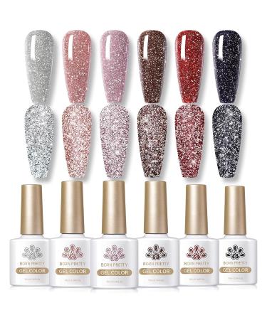 Born Pretty UV Nail Polish Glitter Gel Nail Polish Glitter Reflechissant Sparkling Red Black Soak UV Lacquer Sparkly Shiny Gel - Dark Glitter - Buy Online on GoSupps.com