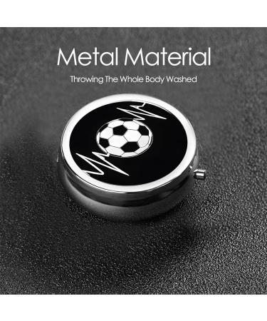 I Love Soccer Mini Round Pill Box | 3 Compartment Portable Pill Organizer for Travel Home & Office - Buy Online on GoSupps.com