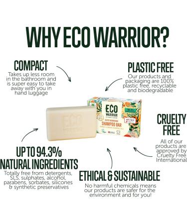 Vegan Eco Warrior Nourishing Shampoo Bar with Pink Clay, Orange & Ginger Essential Oils - SLS & Paraben Free - 100g - Buy Online on GoSupps.com