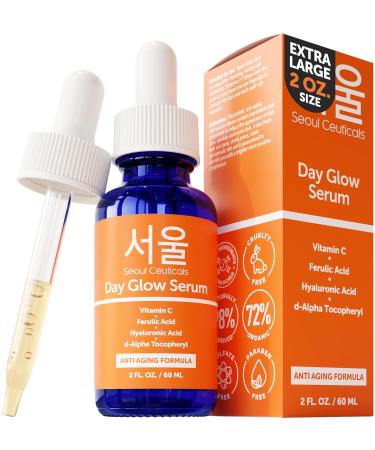SeoulCeuticals Korean 20% Vitamin C Hyaluronic Acid Serum + CE Ferulic Acid Potent Anti Aging Anti Wrinkle K Beauty - 2 Oz