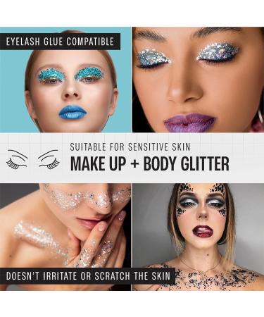 Chunky Holographic Rainbow Glitter I 16 Colors + Glitter Glue for Face Glitter Makeup, Hair, Eye & Fine Glitter Eyeshadow - Perfect for Festivals, Slime, Resin, Tumblers, Craft, Cosmetic & Nail Art 16 Pack Holographic Glitter - Buy Online on GoSupps.com