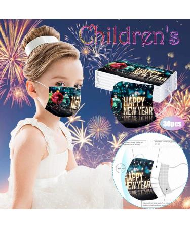 ZQP BEUU 30PCS Happy New Year 2021 Disposable_Face_M sks with a Elastic Earloop for Kid Multiple Pattern Combinations 3-ply Face Facial Protection Pads for Party High Filtration and Ventilation - Buy Online on GoSupps.com