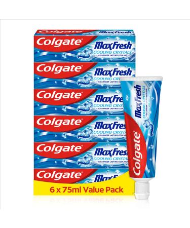 Colgate toothpaste Max Fresh Cooling Crystals 6x75 ml - effective tooth cleaning for long -lasting freshness and a clean mouthfeel - keeps your teeth white and fight caries - Buy Online on GoSupps.com