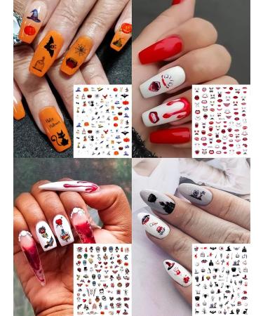 12 Sheets Halloween Nail Stickers EBANKU 3D Halloween Self-Adhesive Pumpkin Skull Ghost Bat Grave Nail Decals DIY Nail Decorations for Halloween Party - Buy Online on GoSupps.com