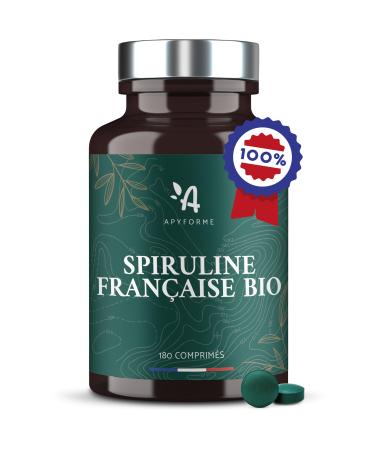 Apyforme - Organic French Spirulina - High Concentration up to 25% Phycocyanin - Eco-Friendly Peasant Culture - 180 Super Protein Tablets - Origin France