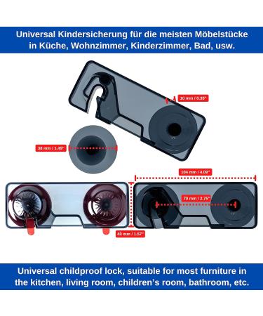 Universal Child Lock Safety Kit - 6 Transparent Black Door Locks for Cabinets & Drawers | Secure Baby Protection with Special Adhesive - Buy Online on GoSupps.com
