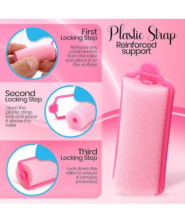 Rampro Foam Hair Roller Set - 12 Heatless Curlers for Short to Medium Hair in Pink - Self-Fastening Soft Wave Rollers (2.5 CM) - Buy Online on GoSupps.com