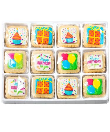 Happy Birthday Cookies 12 Pack Gift Basket | Nut-Free | For Kids, Men, Women | Decorated Party Favors | Individually Wrapped | Large Box - Buy Online on GoSupps.com