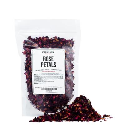 Dry Rose Petals, Red and Fragrant for Tea, Baking, Soap & Candle, Sachets, Baths, Aromatherapy, Oil Infusions, Tinctures | Pure, Edible, Bulk Spices Red Rose Petals