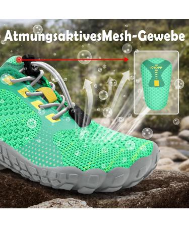 Kyopp Barefoot Shoes for Children | Breathable Fast-Drying Slide & Hiking Shoes | Soft & Comfortable | Light Green Size 34 EU - Buy Online on GoSupps.com