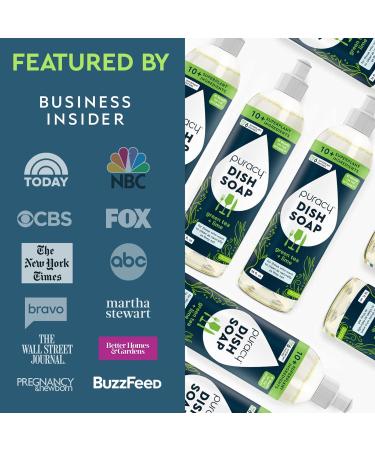 Puracy Green Tea & Lime Dish Soap - 16 Ounce (3-Pack) | Plant-Based & Sulfate-Free Dishwashing Detergent - Buy Online on GoSupps.com