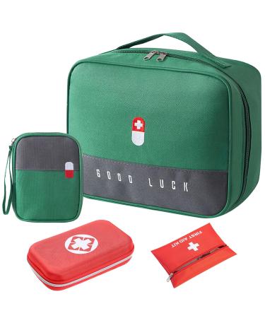 4Stk medication bag medication bag travel pharmacy large capacity waterproof emergency pocket empty. First aid pocket medicine storage bag for home office travel (green)