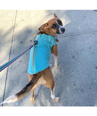 Gooby Zip Up Fleece Dog Sweater - Turquoise Medium - Warm Winter Dog Jacket - Buy Online on GoSupps.com