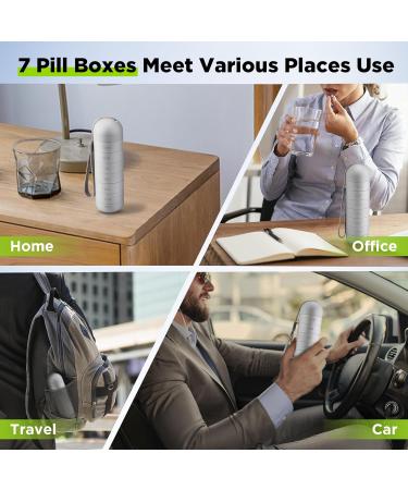 Zannaki Metal Weekly Pill Organizer - Moisture Proof Stackable Aluminum Alloy BPA Free Waterproof 7 Day Pill Box for Travel Vitamins & Supplements - Silvery White - Buy Online on GoSupps.com