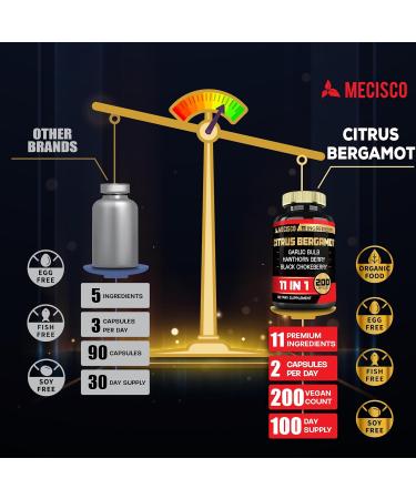 11in1 Citrus Bergamot Supplement 1000mg with Olive Leaf Hawthorn Berry Guggul Garlic and More - Support Immunity Circulatory System & Overall Health - 200 Capsules 200 Count (Pack of 1) - Buy Online on GoSupps.com
