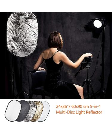 Photo Light Reflector 24x36 Inches 5-in-1 Diffuser Kit with Holder Clips - Translucent, Silver, Gold, White, Black - for Studio & Outdoor Photography - Buy Online on GoSupps.com