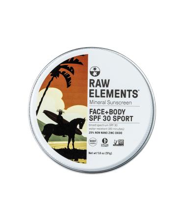 Raw Elements Mike Fields Face & Body Organic Sunscreen Tin SPF 30 - Non-Nano Zinc Oxide Water-Resistant 80 Min Reef Safe All Ages Safe Travel Sunblock 1.8 oz