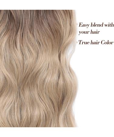 4Pcs Ombre Dirty Blonde Clip in Hair Extensions - 20Inch Full Head Curly Wavy Synthetic Hair - Buy Online on GoSupps.com