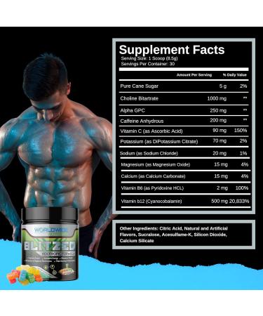 Worldwide Nutrition Blitzed Nootropic Formula - All-Natural Energy Drink Mix for Enhanced Focus & Memory - 30 Servings Gummy Candy Flavor - Buy Online on GoSupps.com