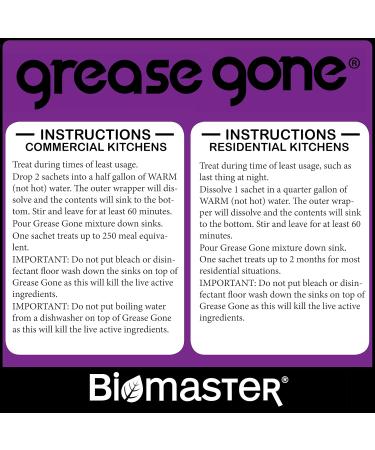 Grease Gone Grease Trap Cleaner - Dissolves Fat Oil & Grease Reduces Odors - 2 Soluble Sachets for Effective Treatment - Buy Online on GoSupps.com