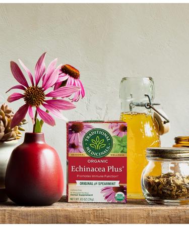 Organic Echinacea Plus Tea Traditional Medicinals 16 Bag - Buy Online on GoSupps.com
