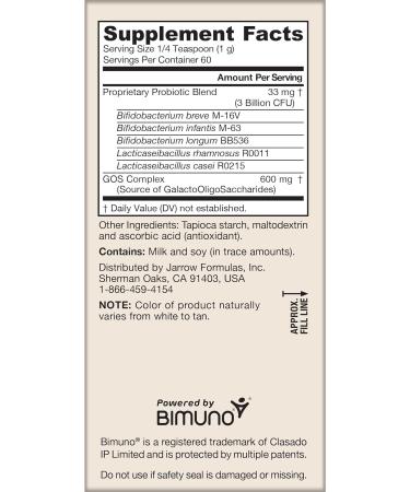 Jarrow Formulas Jarro-Dophilus Baby + GOS â€“ 2.1 Oz Powder for Infant Intestinal Health | 60 Servings (3 Months - 4 Years) - Buy Online on GoSupps.com