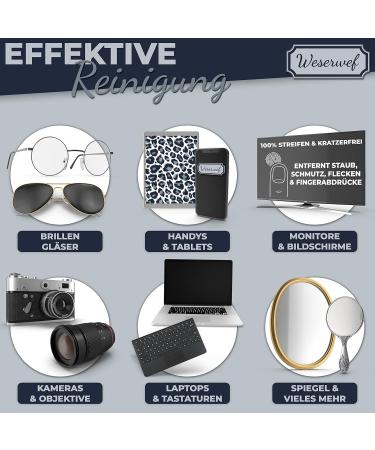 WESERWEF XXL Microfiber Cloth - Optician Quality Glasses Smartphone Tablet & Camera Cleaning Towels - 30x30 cm Perfect for Streak-Free Cleaning - Buy Online on GoSupps.com