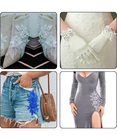 3D Dark Blue Lace Applique - Floral Beaded Rhinestone Trim for Wedding Dresses and Clothing - Buy Online on GoSupps.com